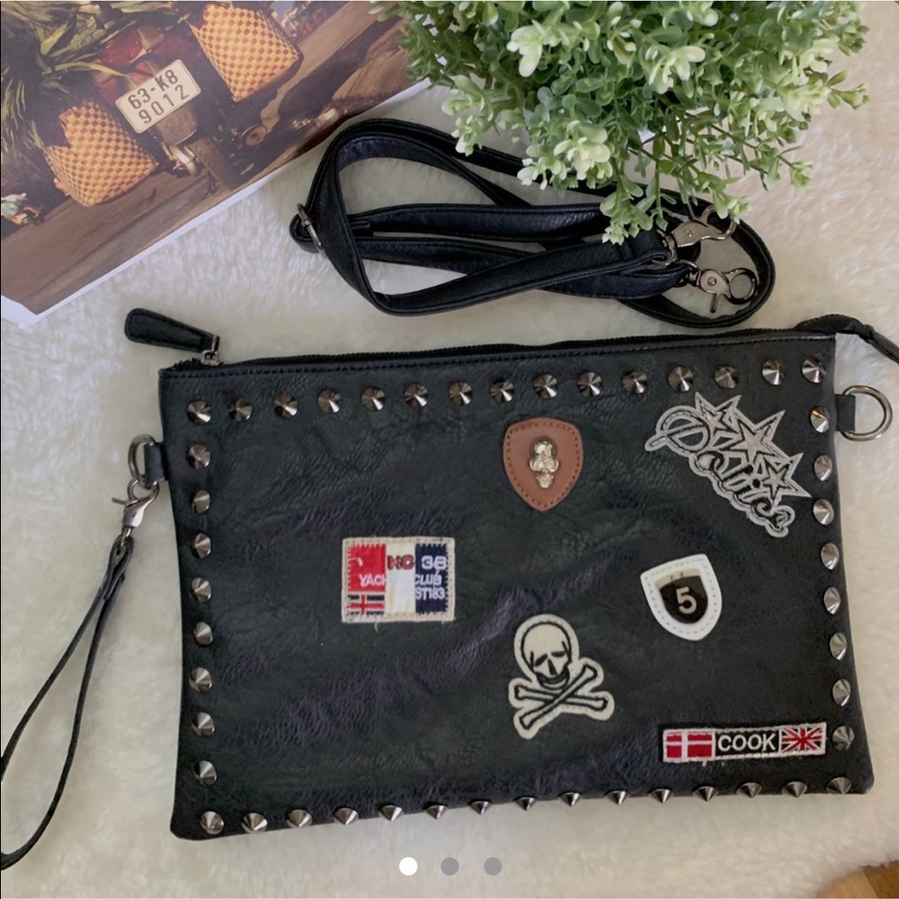 [2 for $15] Black Faux Leather Pouch/crossbody